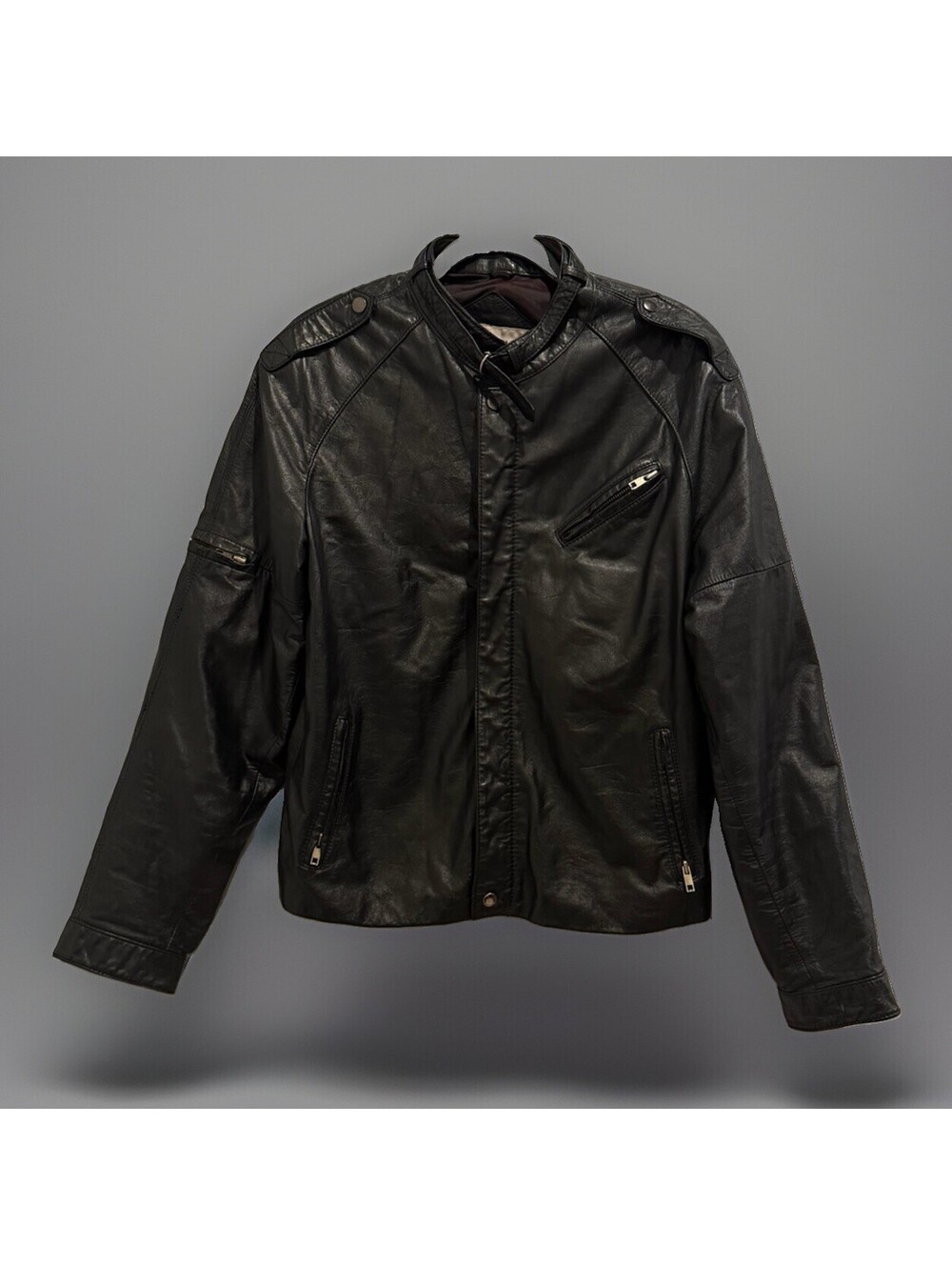Vintage Chessking Genuine Leather Biker Jacket Size Men 46
